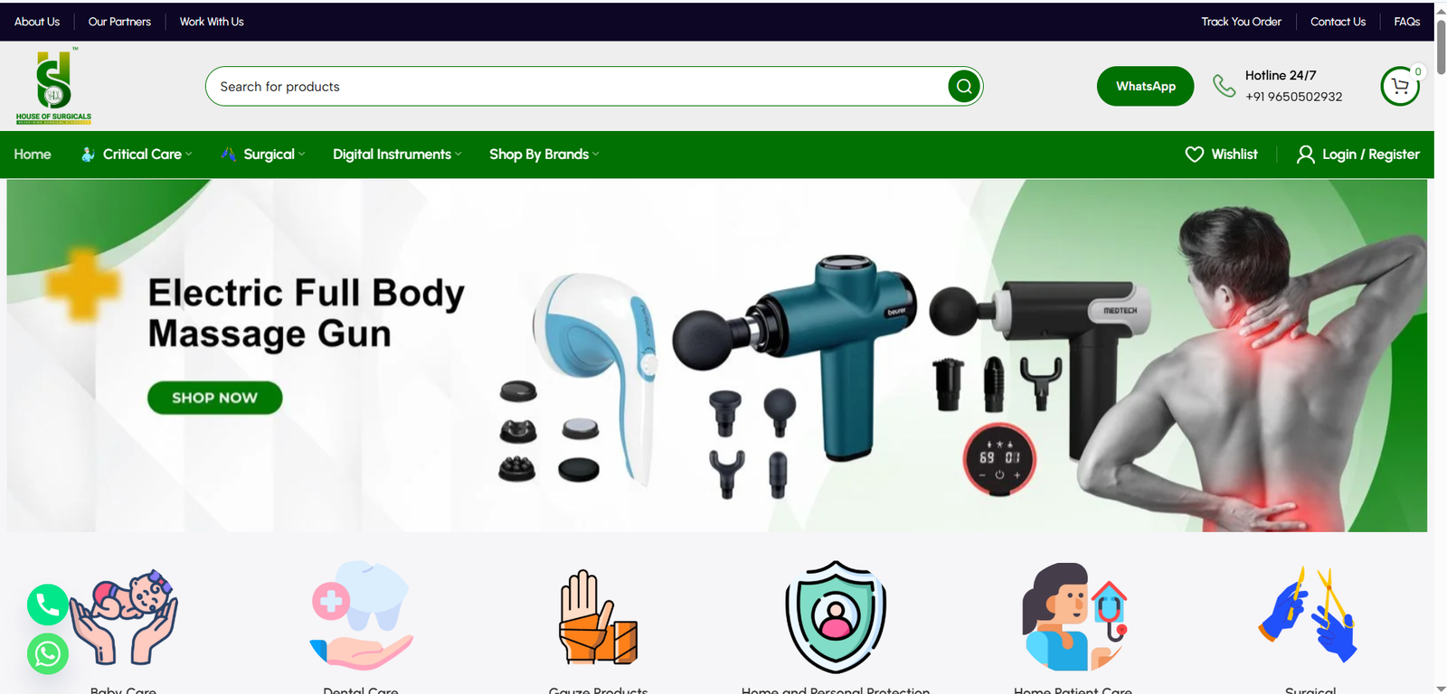 House of Surgicals homepage screenshot